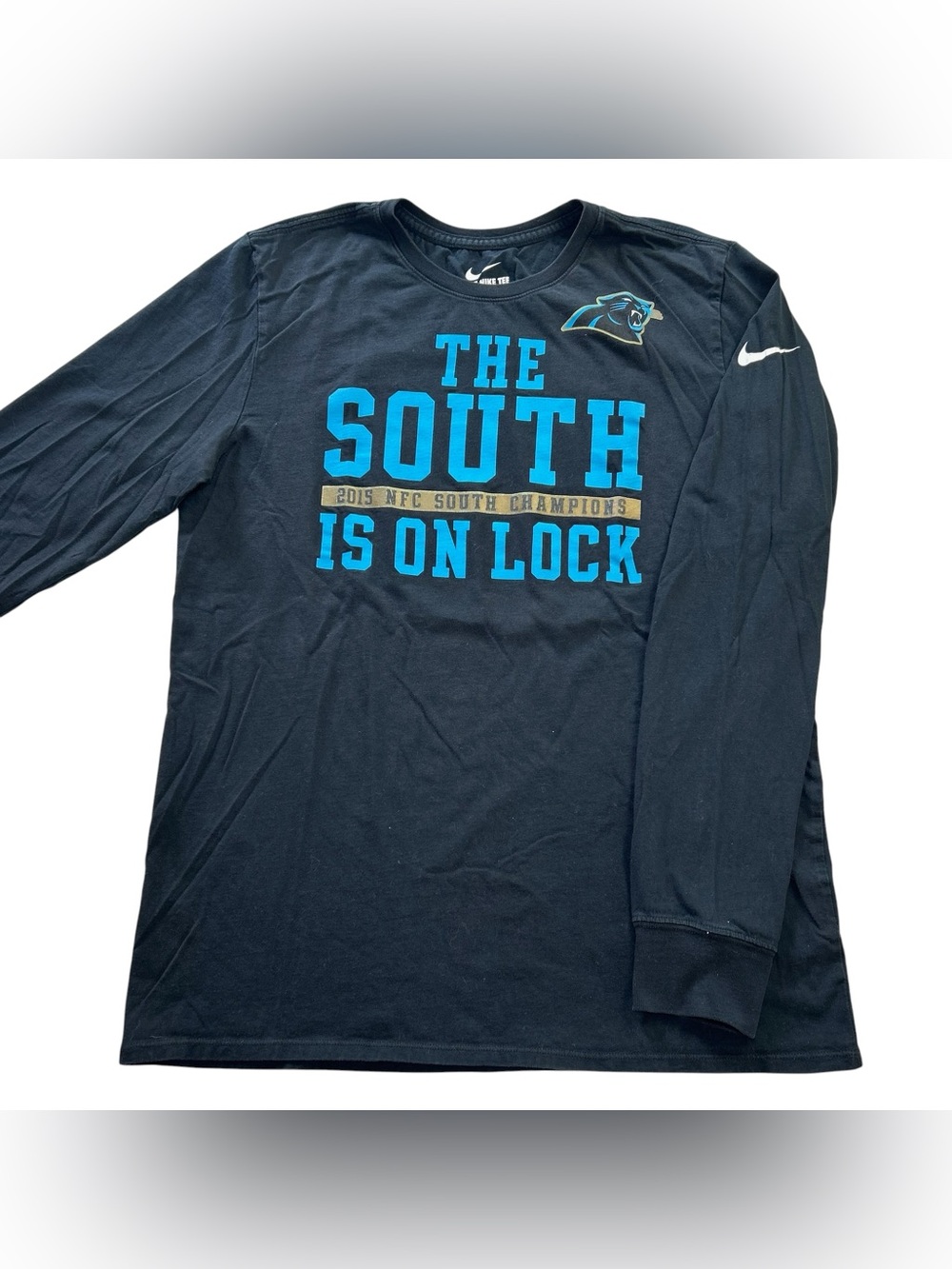 Nike Carolina Panthers Men’s 2015 AFC Champions Long Sleeve T-Shirt Black size L
